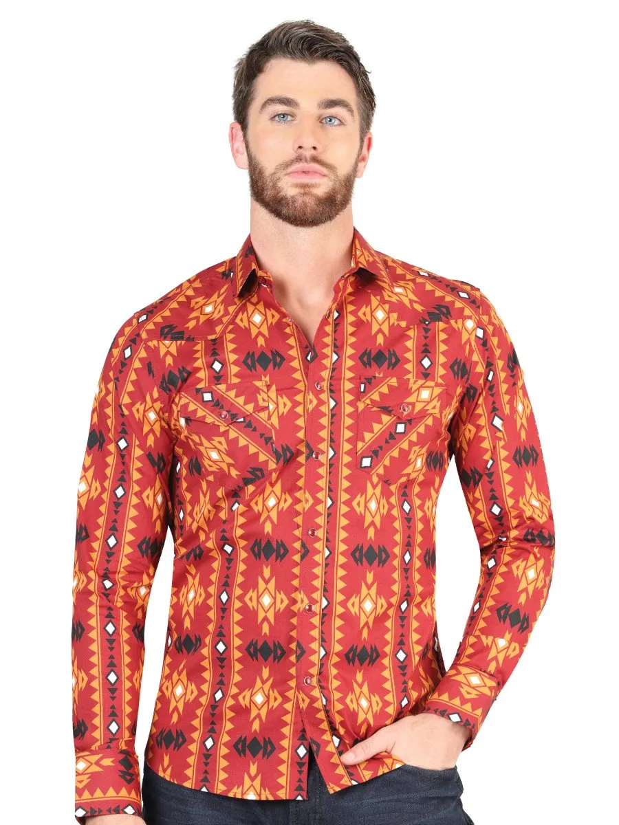 CAMISA VAQUERA DE MODA COLOR LADRILLO GEN44400