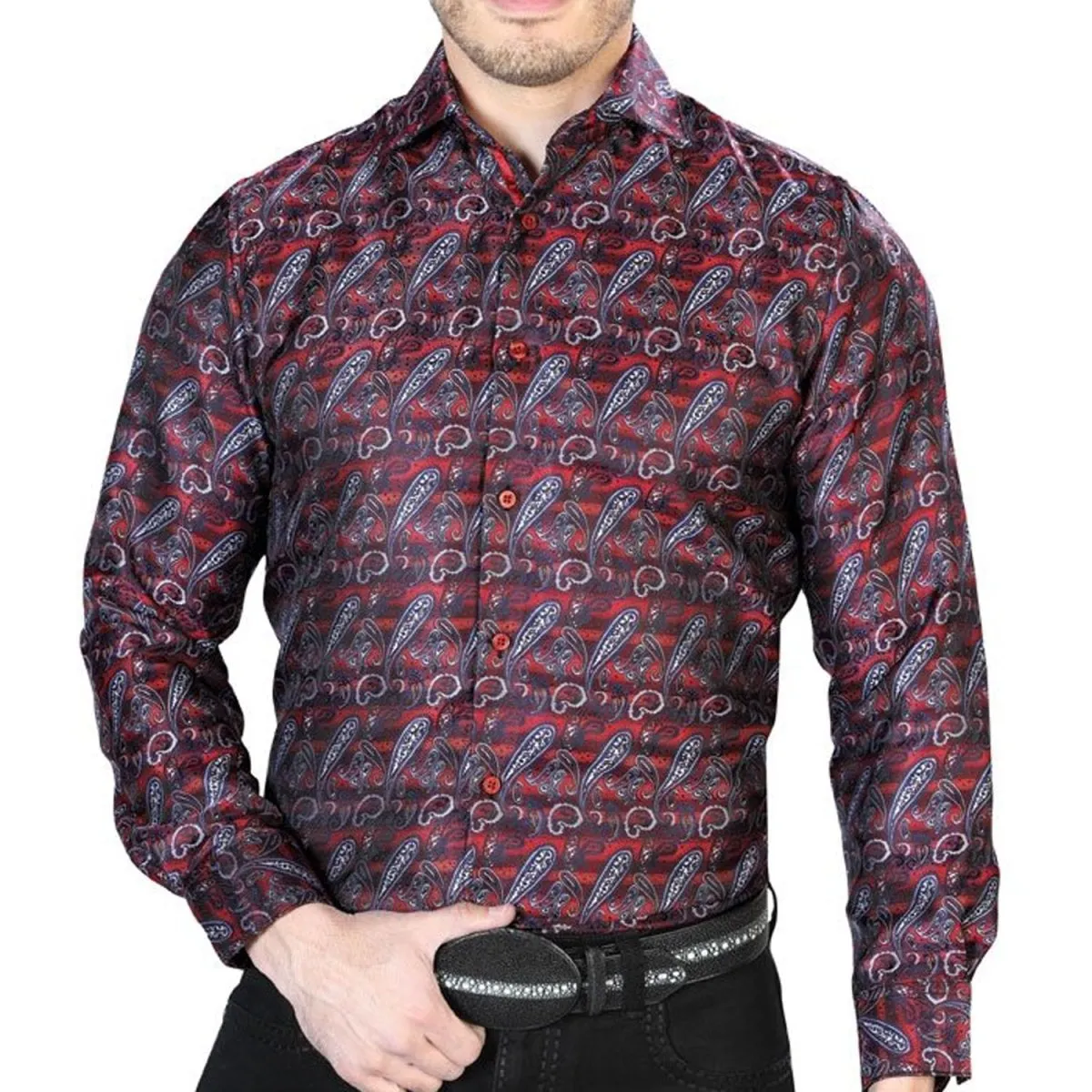 CAMISA VAQUERA DE MODA EL SEOR DE LOS CIELOS COLOR VINO GEN43711