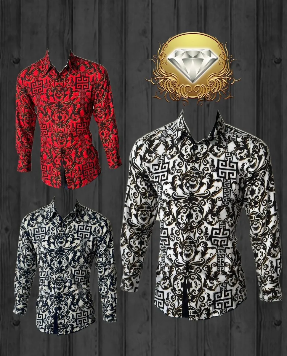Camisa Vaquera de Moda White Diamonds Grecas