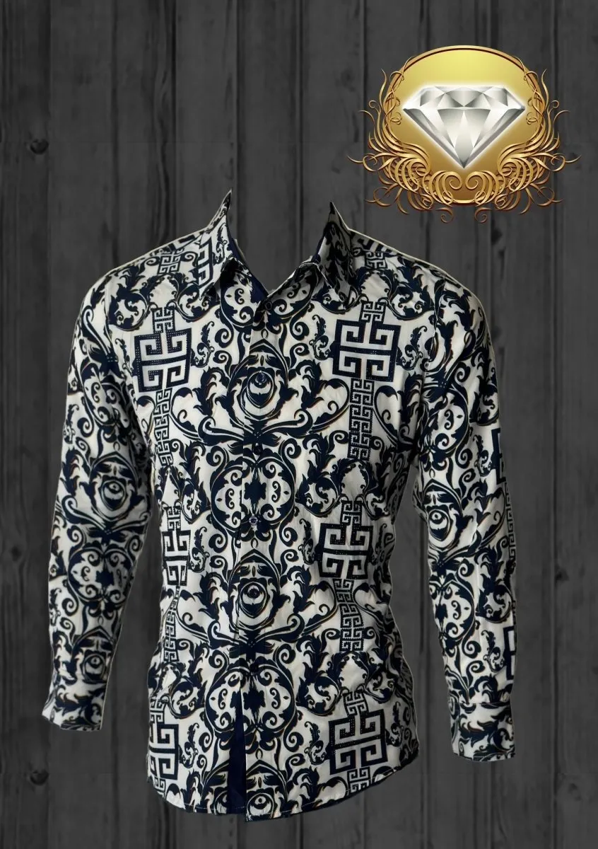 Camisa Vaquera de Moda White Diamonds Grecas