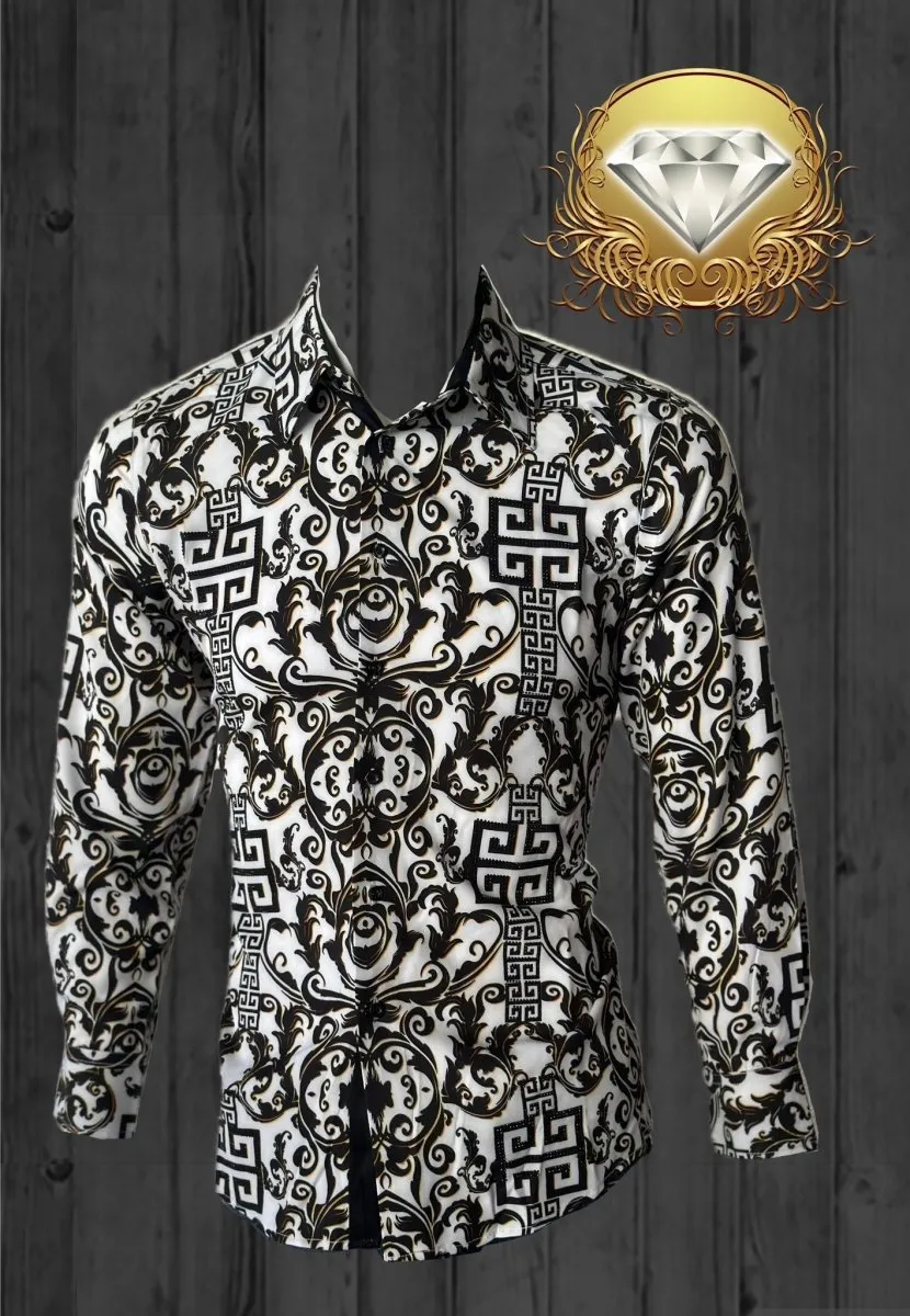 Camisa Vaquera de Moda White Diamonds Grecas