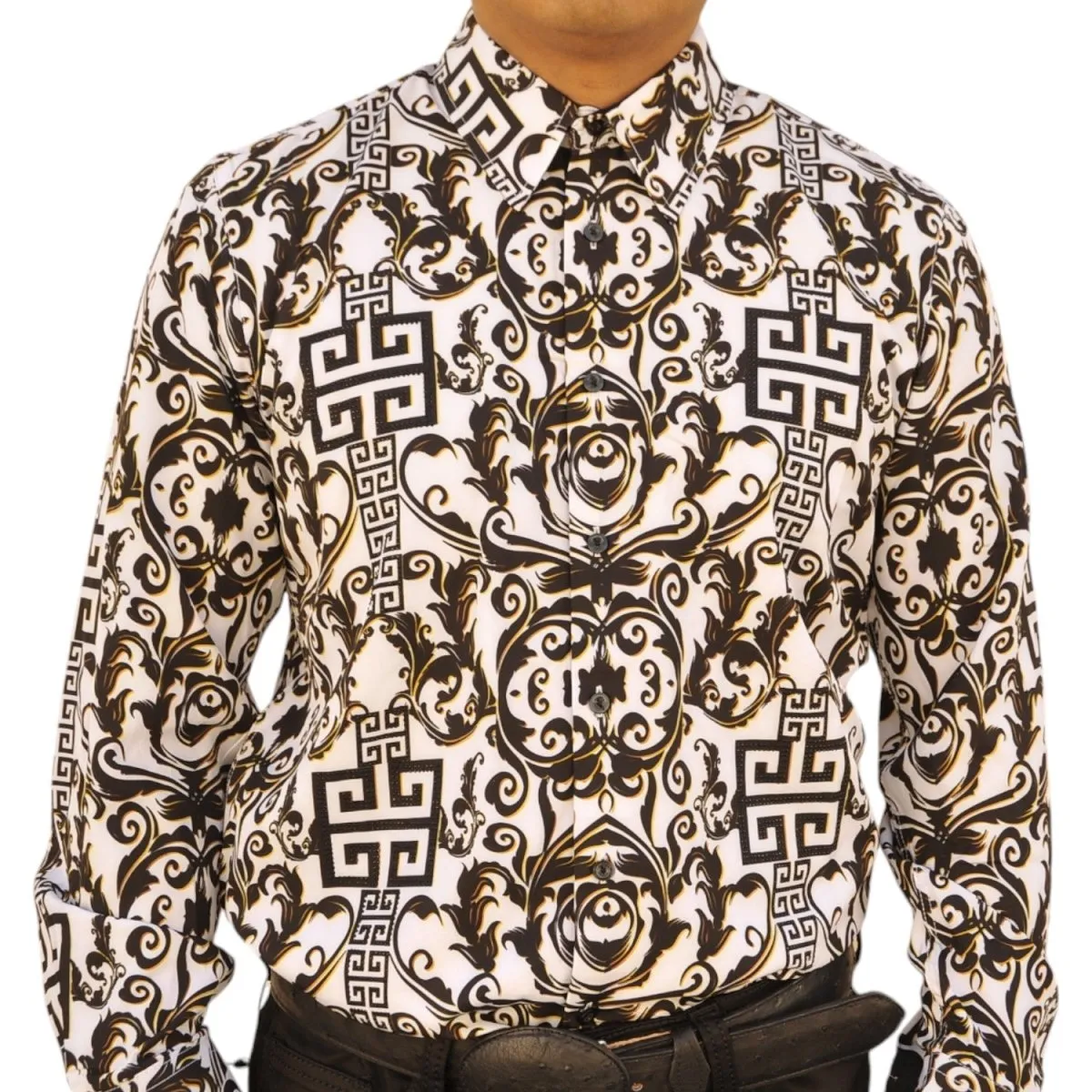 Camisa Vaquera de Moda White Diamonds Grecas