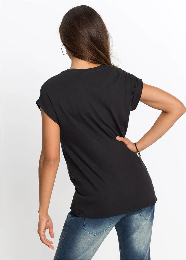 Camiseta con garabatos Negro