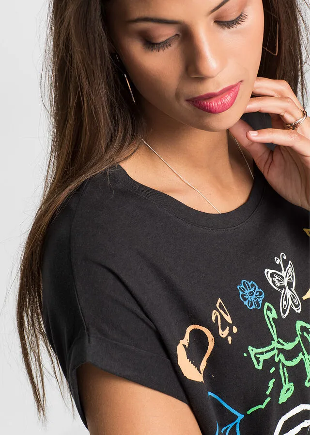 Camiseta con garabatos Negro