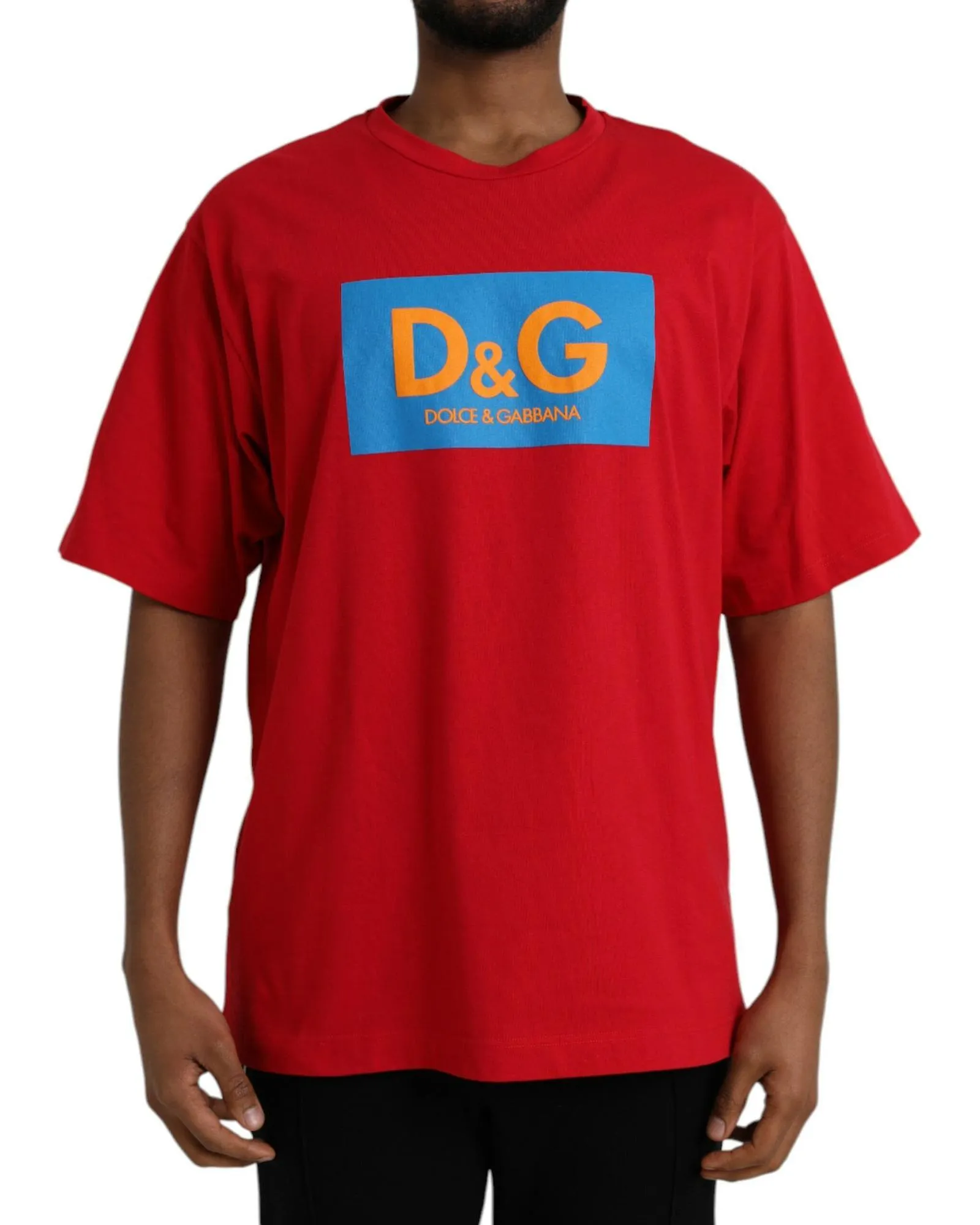 Camiseta de algodón con cuello redondo con estampado de logotipo de Dolce & Gabbana