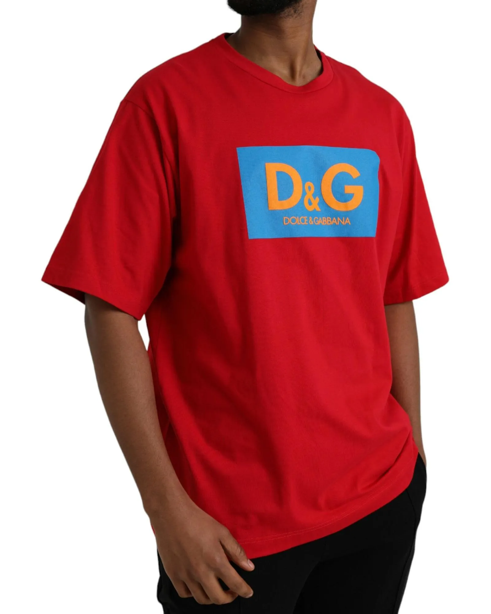 Camiseta de algodón con cuello redondo con estampado de logotipo de Dolce & Gabbana
