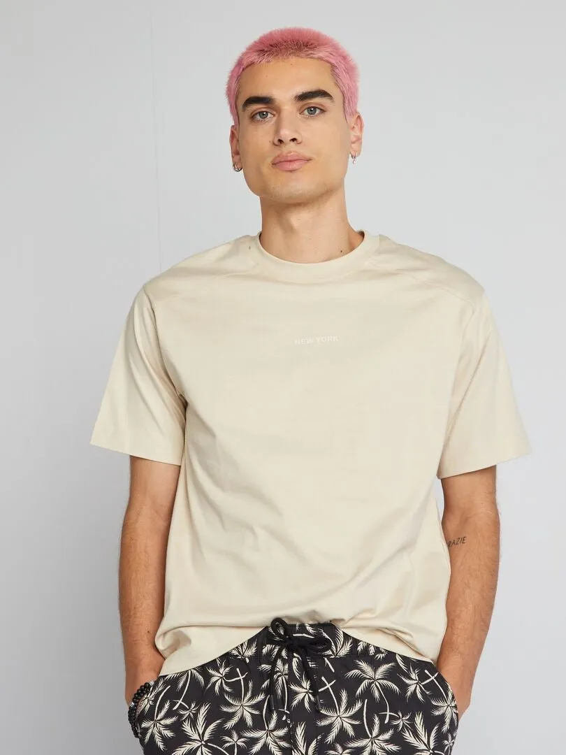 CAMISETA DE MANGA CORTA 'NEW YORK'  BEIGE