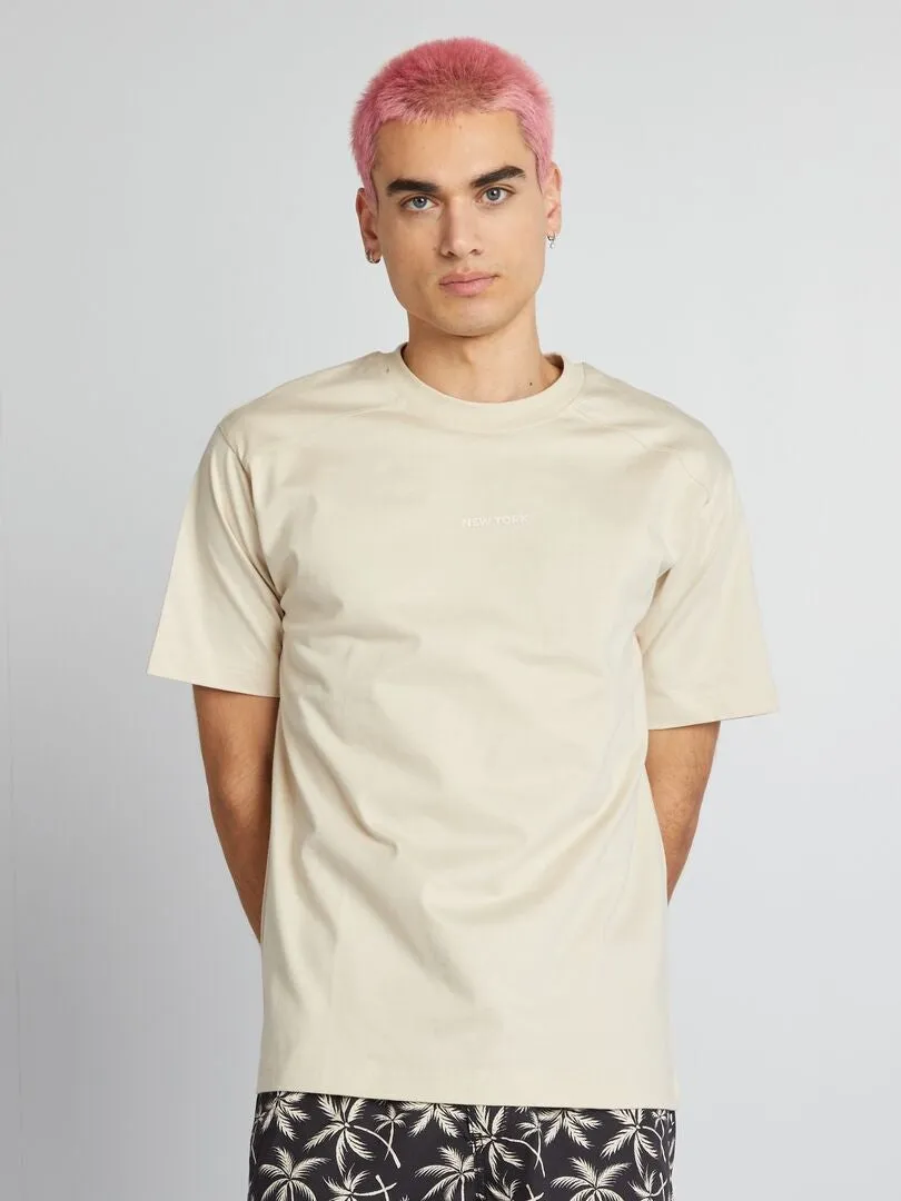 CAMISETA DE MANGA CORTA 'NEW YORK'  BEIGE