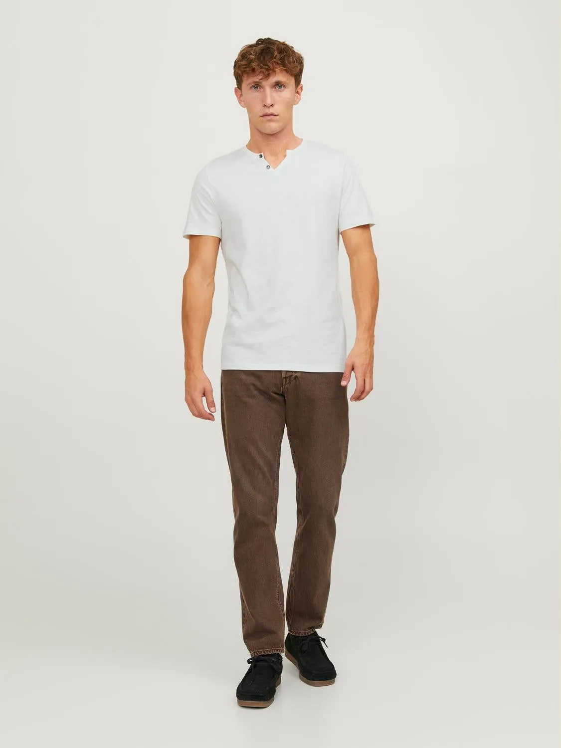 Camiseta Efecto mélange Cuello dividido | Blanco | Jack & Jones®