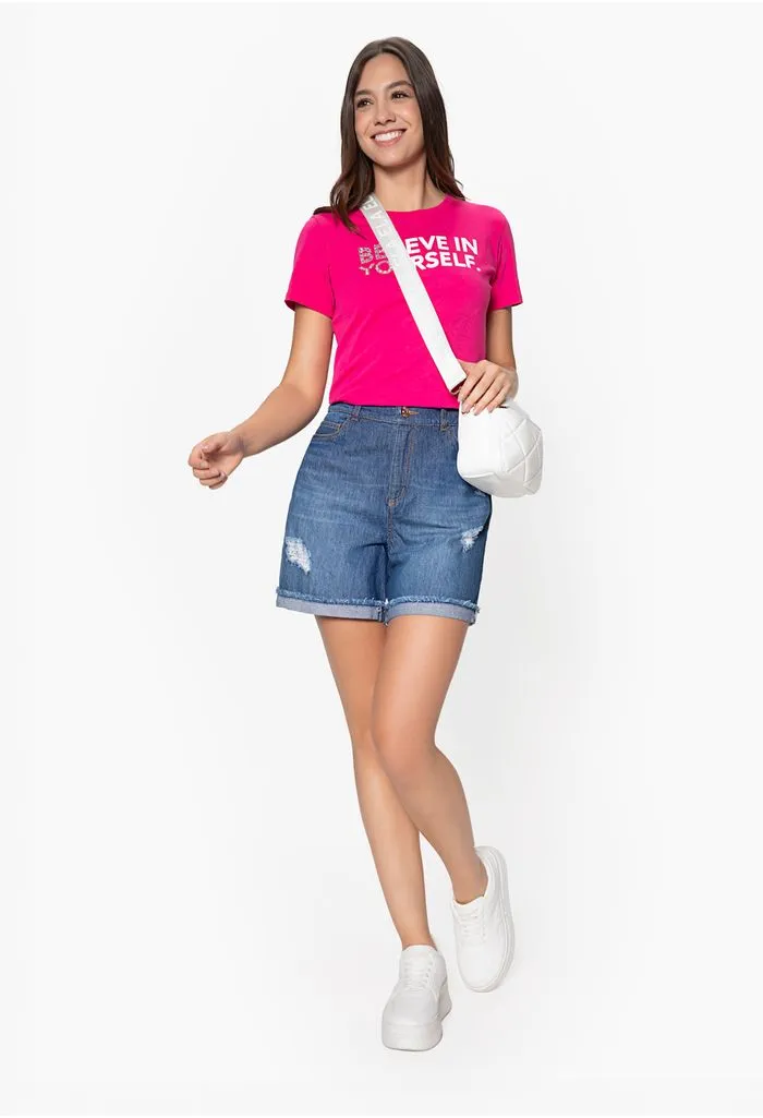Camiseta estampada manga corta para muje