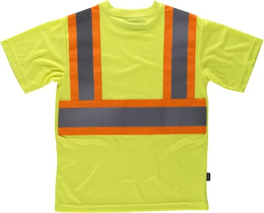 Camiseta manga corta con cintas reflectantes combinadas Amarillo A.V. Naranja A.V.