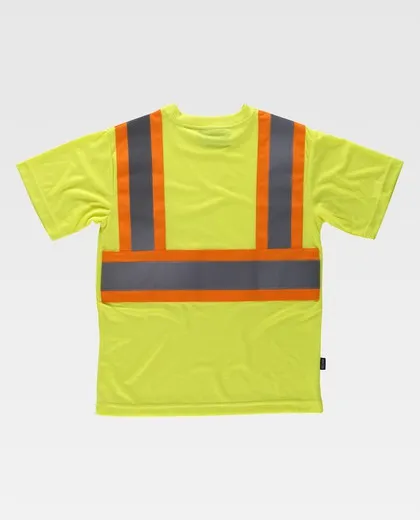 Camiseta manga corta con cintas reflectantes combinadas Amarillo A.V. Naranja A.V.
