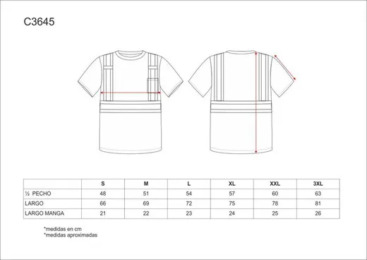 Camiseta manga corta con cintas reflectantes combinadas Amarillo A.V. Naranja A.V.