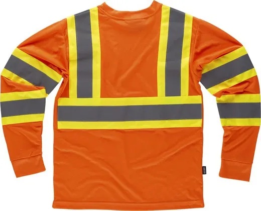 Camiseta manga larga con cintas reflectantes Naranja / Amarillo
