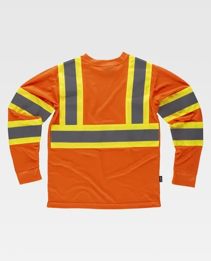 Camiseta manga larga con cintas reflectantes Naranja / Amarillo