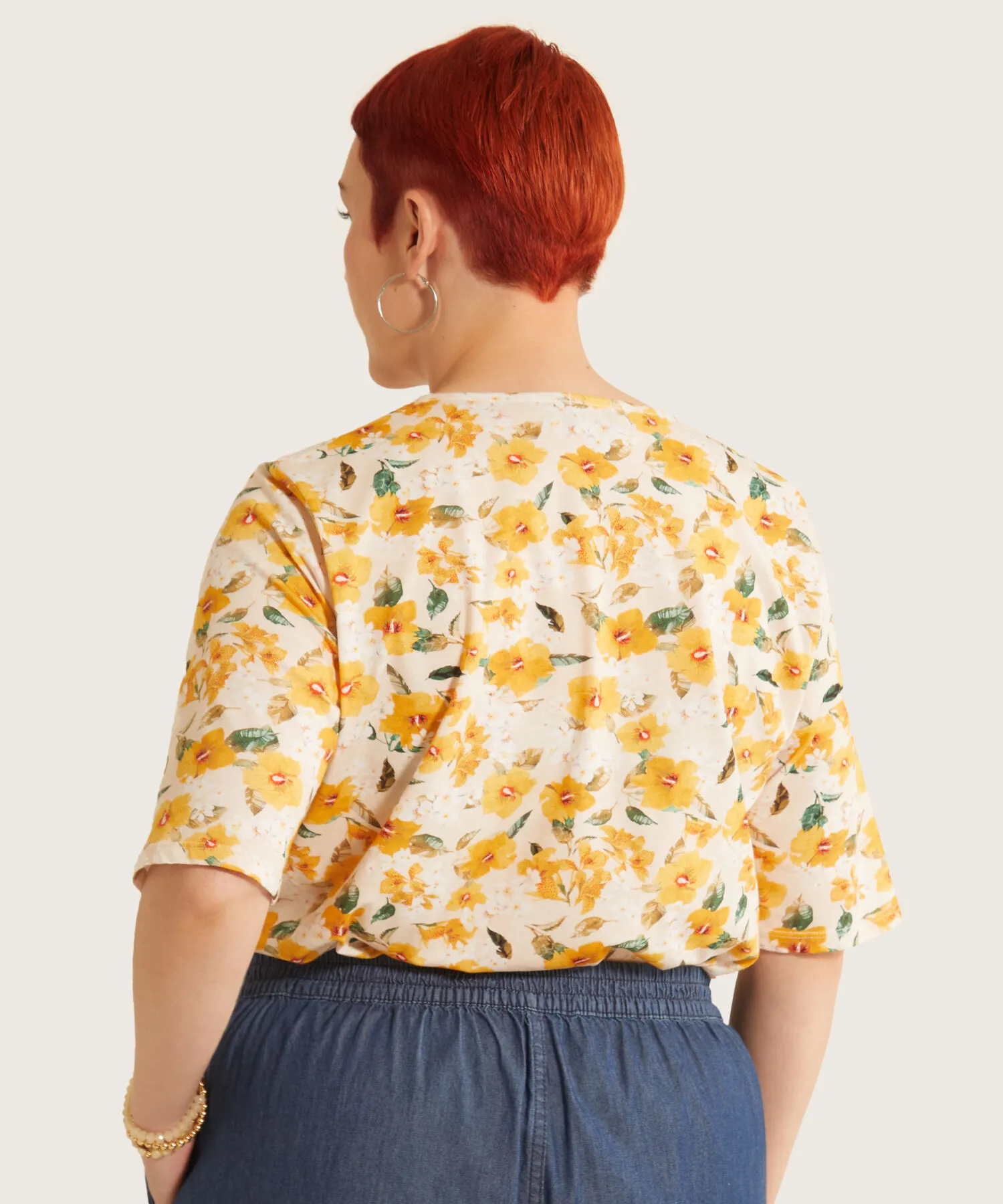 CAMISETA MANGA TRES CUARTOS ESTAMPADA