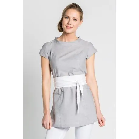 Casaca gris con cinturón