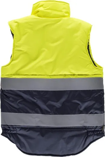 Chaleco acolchado con 2 cintas reflectantes Amarillo/ Marino