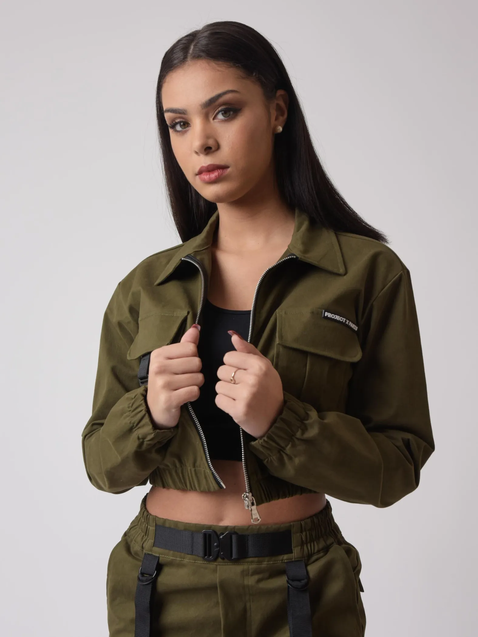 Chaqueta de bolsillo con cuello camisero