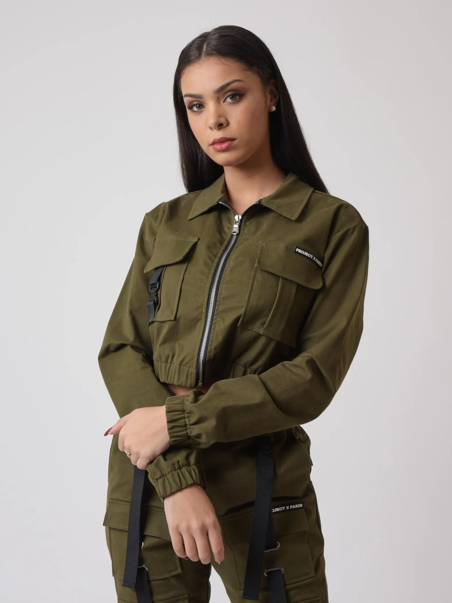 Chaqueta de bolsillo con cuello camisero