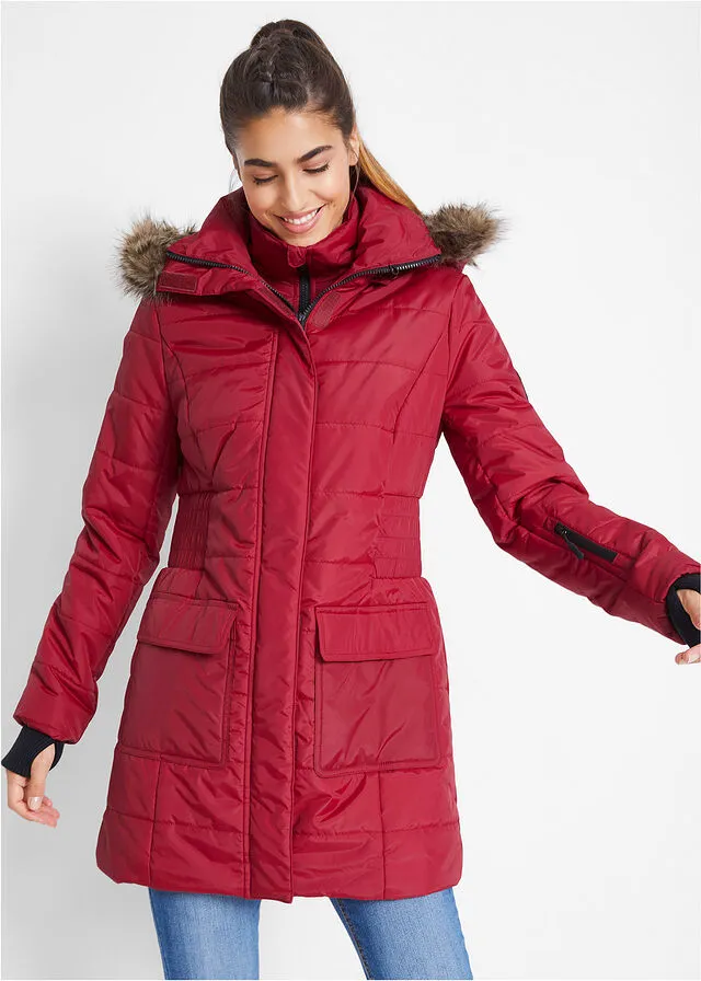 Chaqueta guateada larga funcional con aspecto 2 en 1 Rojo atardecer