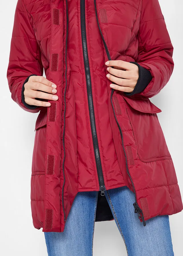 Chaqueta guateada larga funcional con aspecto 2 en 1 Rojo atardecer