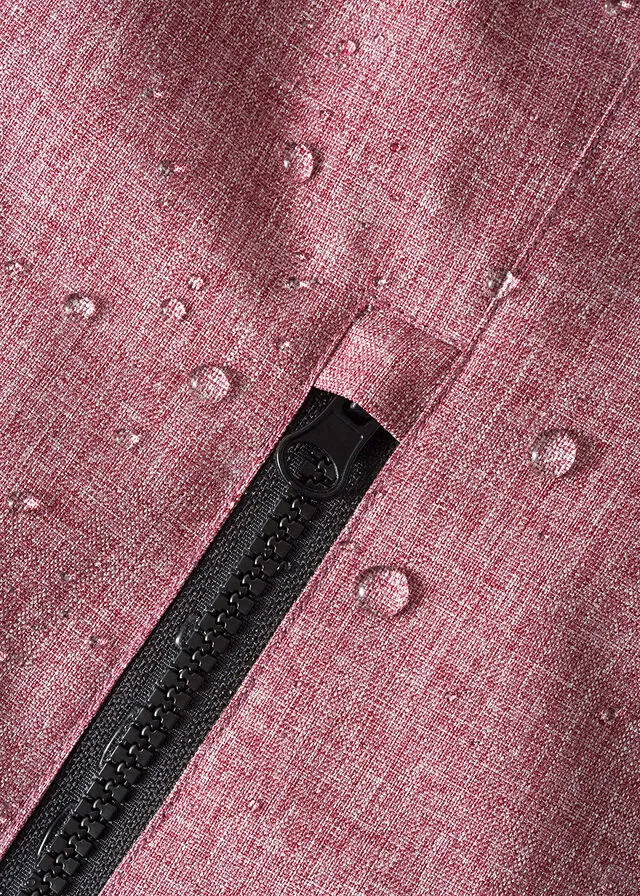 Chaqueta larga funcional impermeable para exteriores con forro polar Burdeos moteado