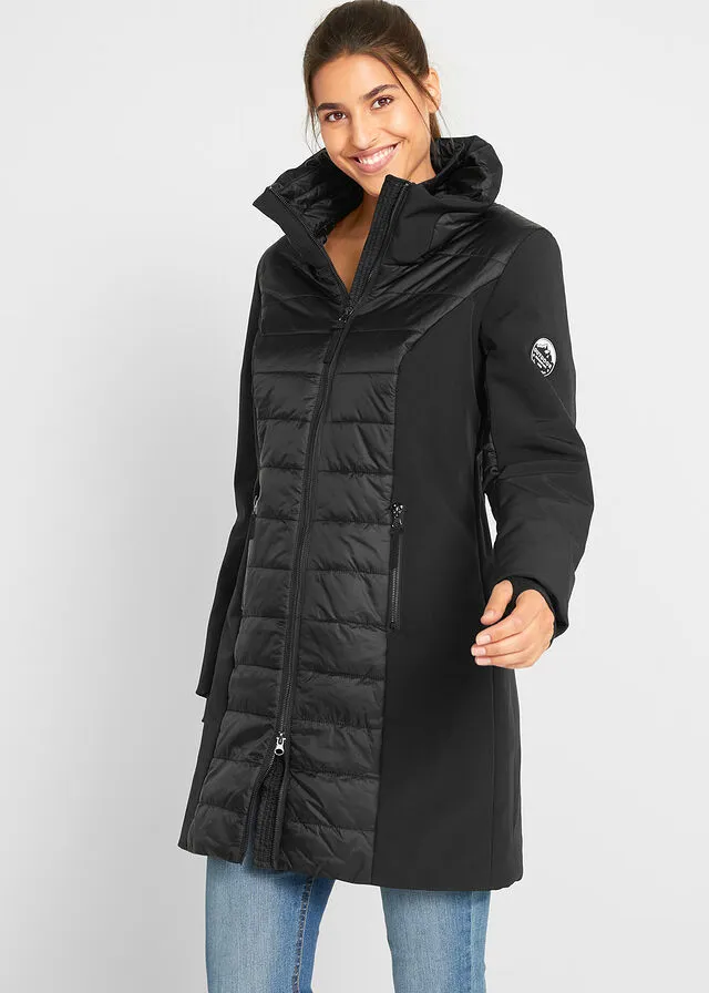 Chaqueta larga impermeable para exteriores Negro