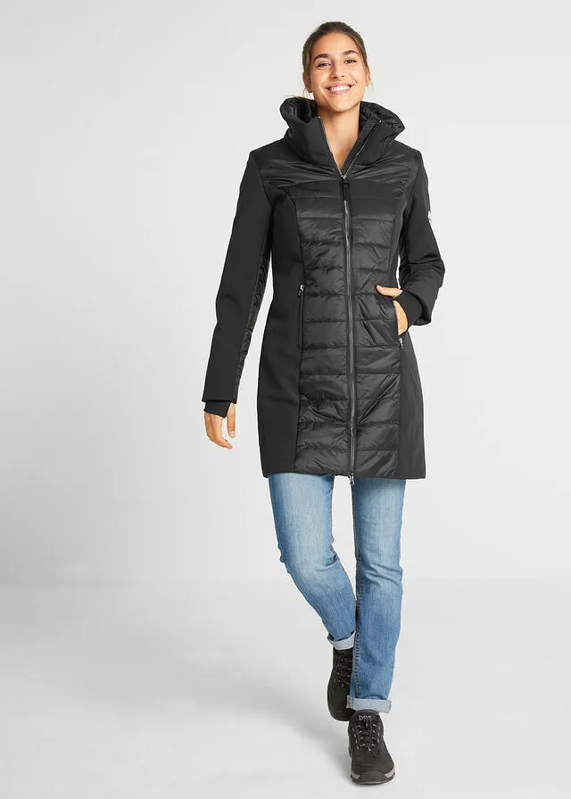 Chaqueta larga impermeable para exteriores Negro