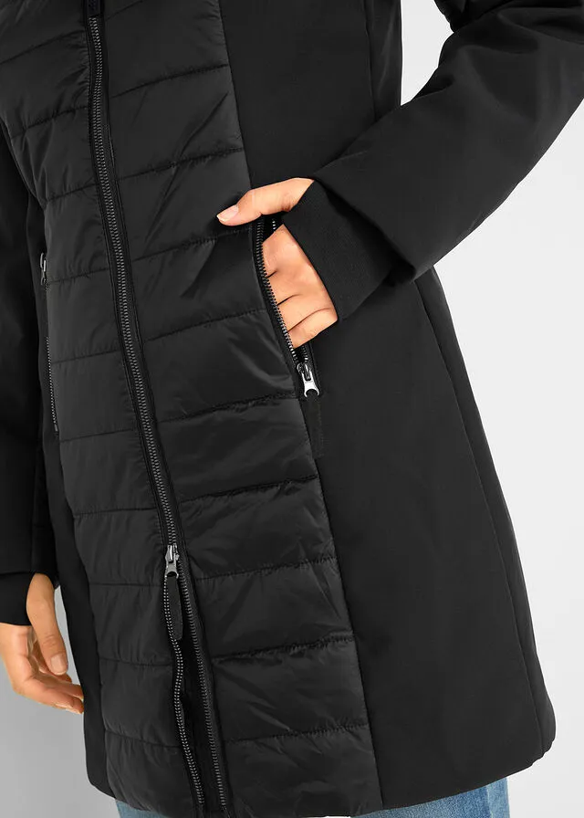 Chaqueta larga impermeable para exteriores Negro