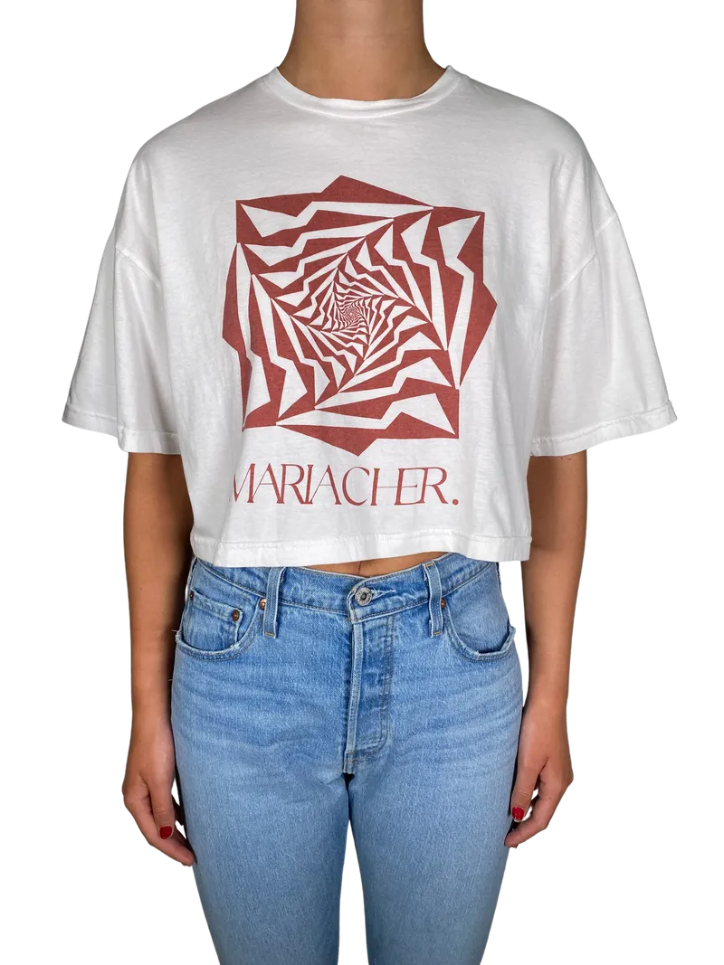 CHER Polera Blanca Estampada