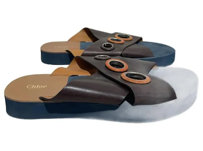 Chloé CHLOE Sandalias T.UE 38 Cuero Castaño 
