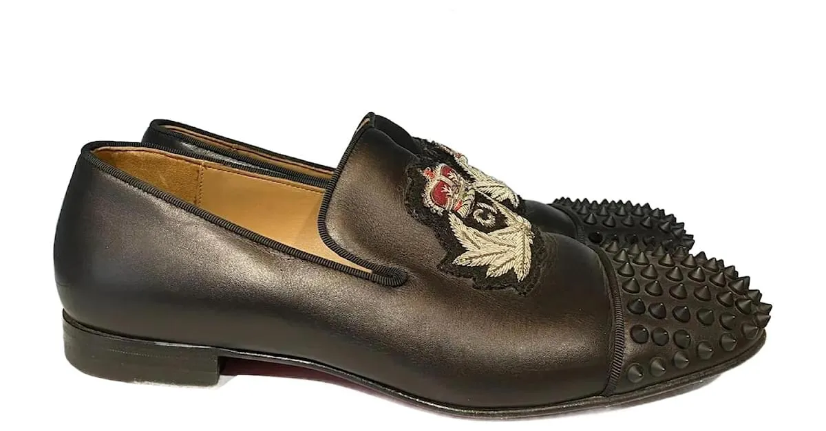 CHRISTIAN LOUBOUTIN Pisos T.UE 40.5 cuero Negro 