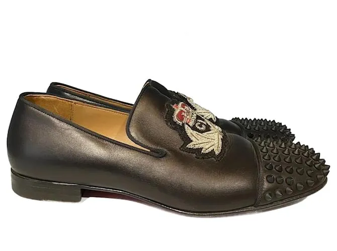 CHRISTIAN LOUBOUTIN Pisos T.UE 40.5 cuero Negro 