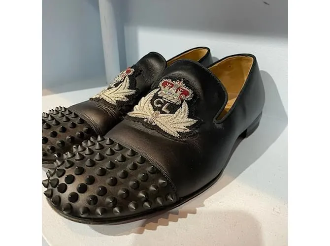 CHRISTIAN LOUBOUTIN Pisos T.UE 40.5 cuero Negro 