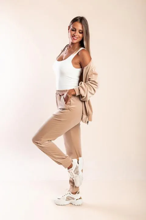 Chándal de imitación de terciopelo, beige