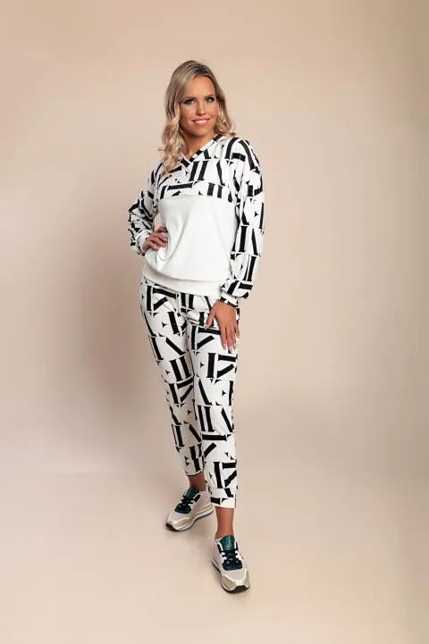 Chándal de imitación de terciopelo con estampado de letras Laureta, blanco