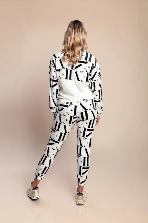 Chándal de imitación de terciopelo con estampado de letras Laureta, blanco