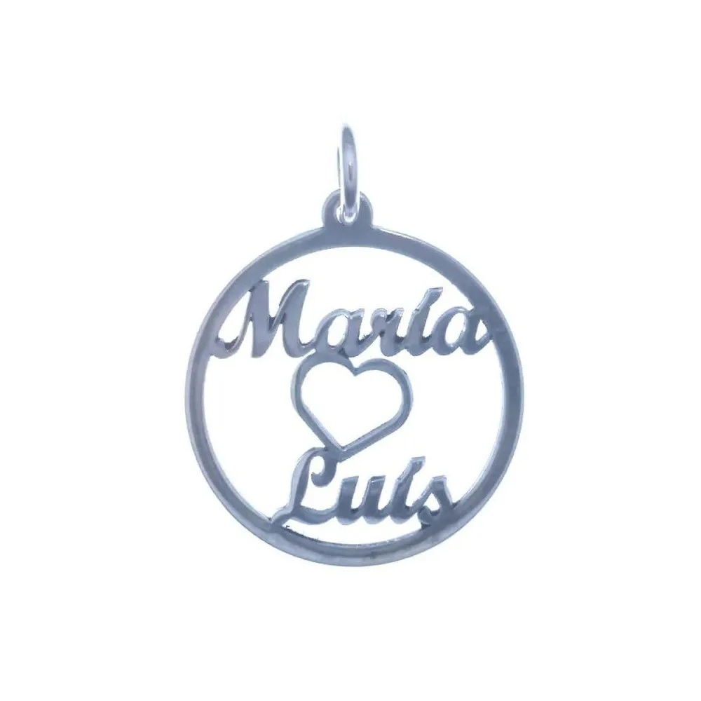 Colgante de plata personalizado con 2 nombres