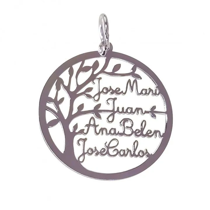 Colgante y Cadena en Plata  Árbol de la Vida Personalizado