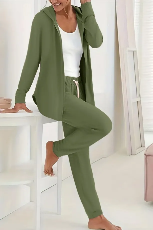 Conjunto de chándal con cremallera, verde oliva