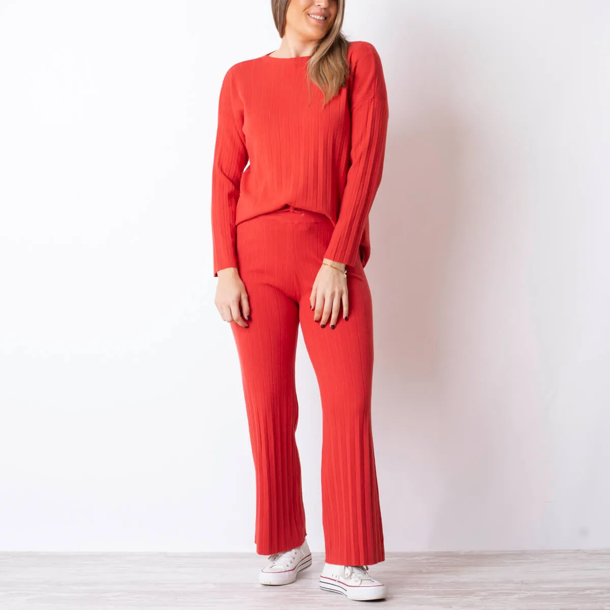 CONJUNTO PUNTO PLISADO  ROJO