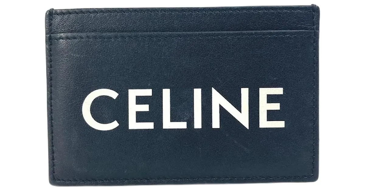 Céline Tarjetero de cuero negro Celine 