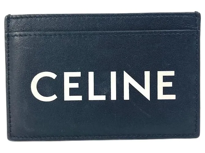 Céline Tarjetero de cuero negro Celine 