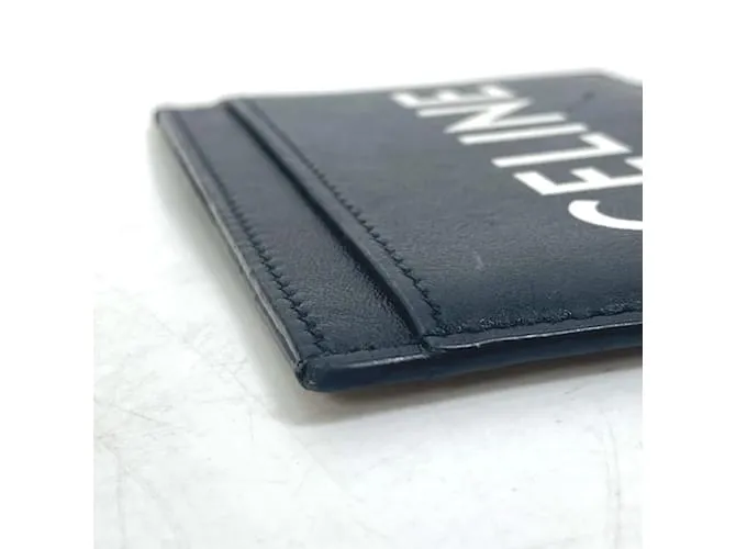 Céline Tarjetero de cuero negro Celine 