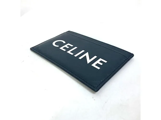 Céline Tarjetero de cuero negro Celine 