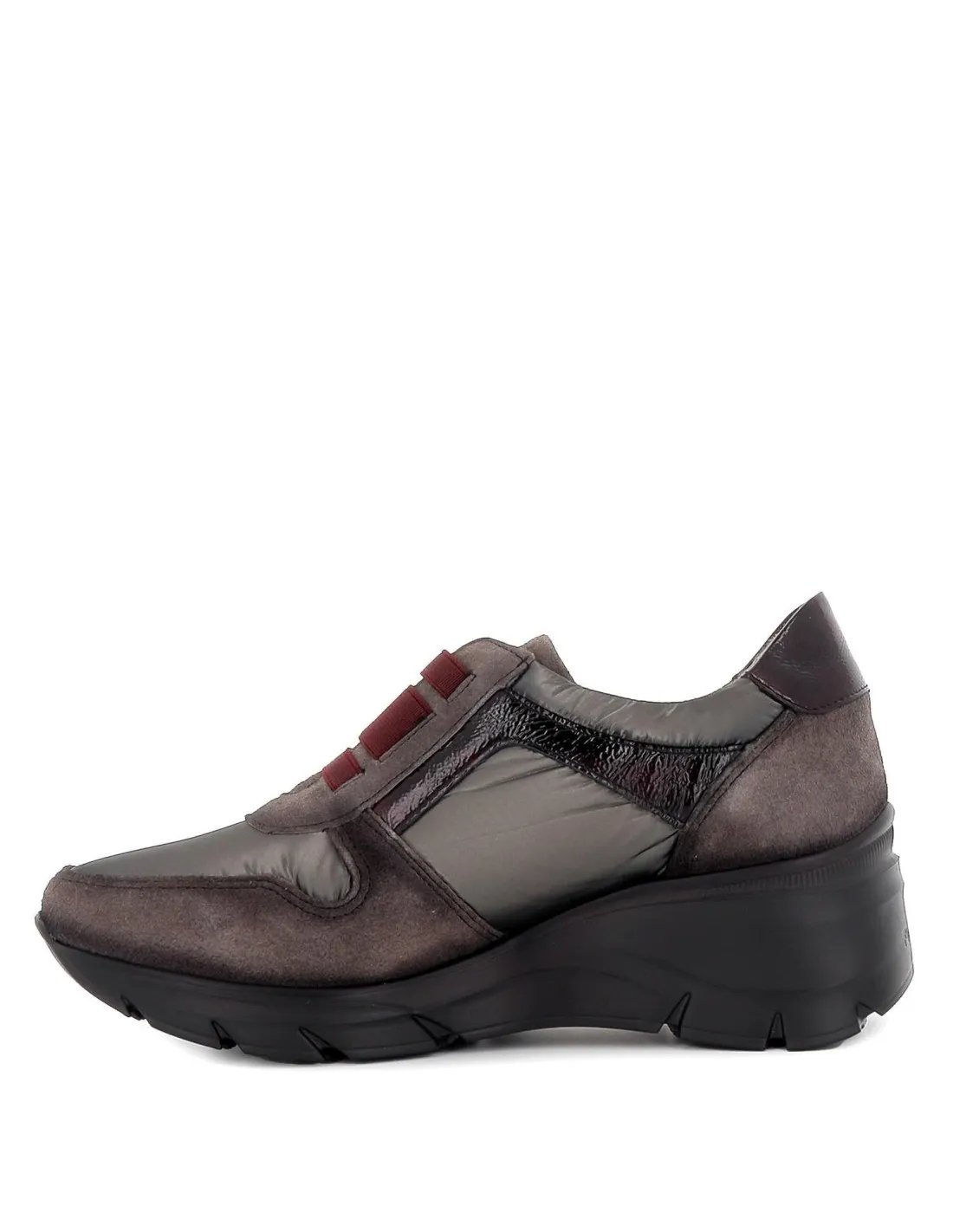 Deportivos cordones elásticos cuña alta mujer gris Fluchos
