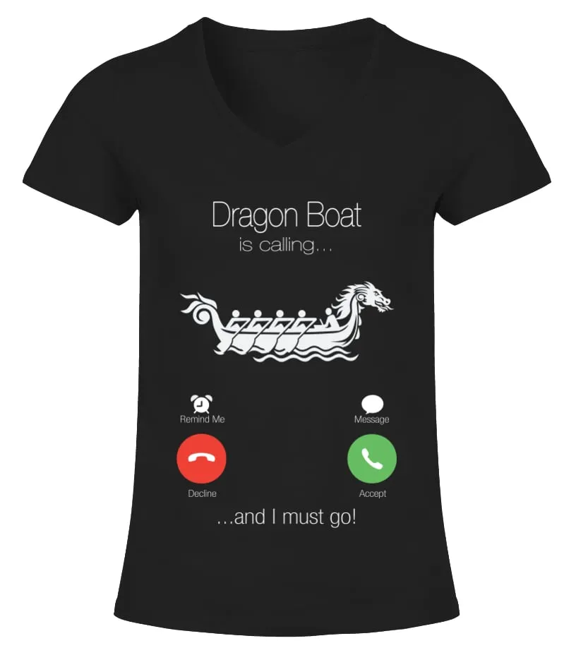 Dragon boat calling  Camiseta cuello pico Mujer