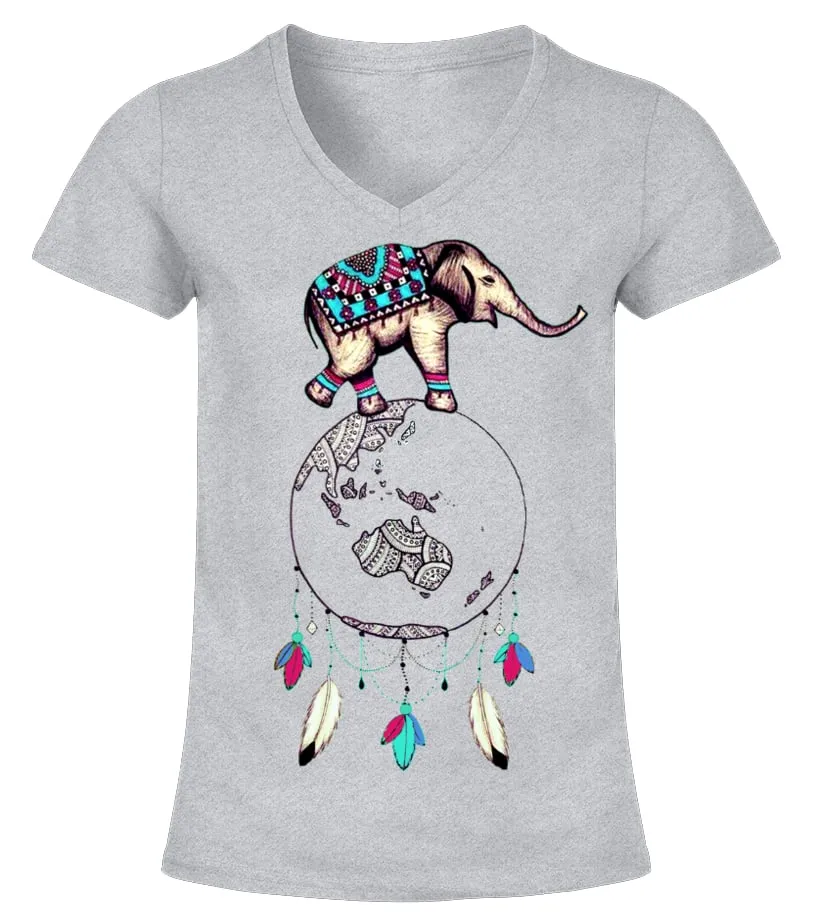 Elephants Dream Catcher Camiseta cuello pico Mujer