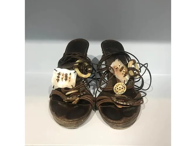 EMANUEL UNGARO Sandalias T.UE 37 cuero Castaño 